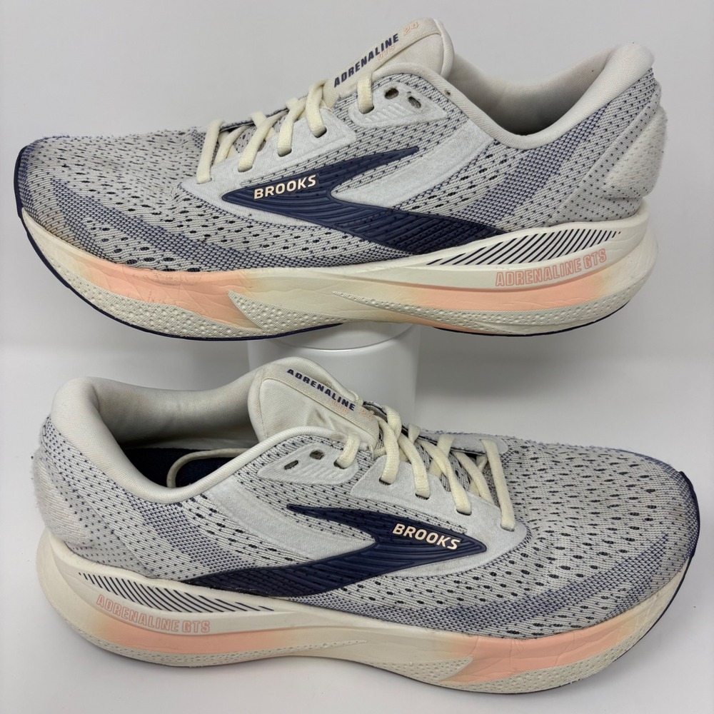Brooks Adrenaline GTS 24 Womens Size 10 Grey Blue Peach Athletic Running Shoes - Picture 2 of 8